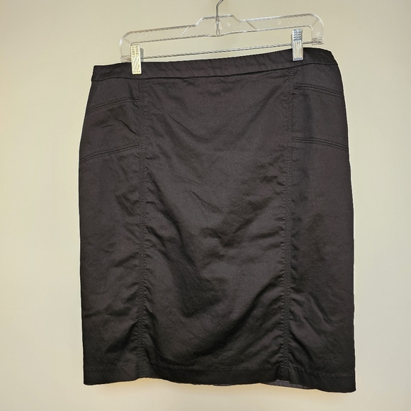 Renuar Collection black cotton lined pencil midi skirt women's size 12 US - Picture 2 of 7